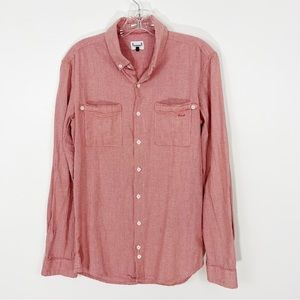 Adolfo Dominguez Red and White Plaid Houndstooth Button Down Shirt Small